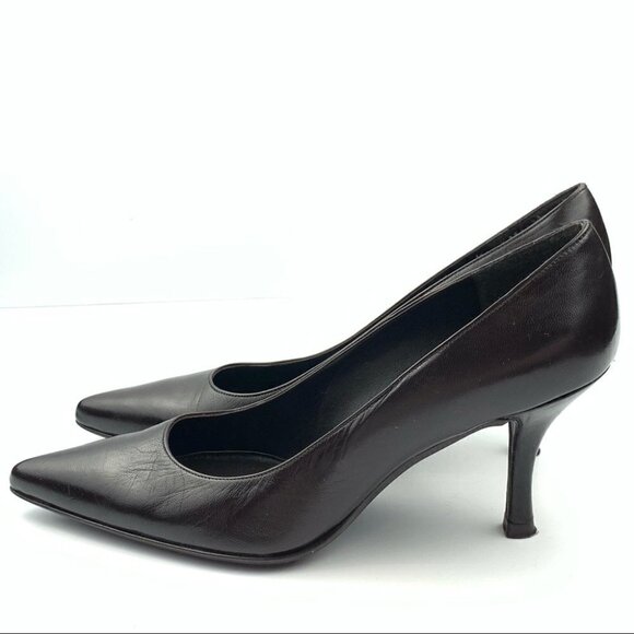 Stuart Weitzman heels 6.5 chocolate brown leather - Picture 4 of 11